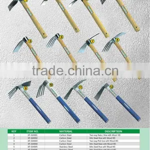 Bule Clolor Two Ways Double Face Hoe Rake Digger Hand Tools Agricultural Tools With Fiberglass TPR and Wooden Handle thumbnail-1