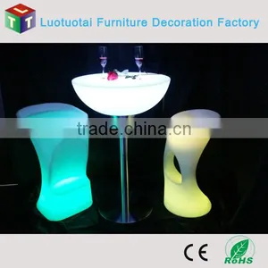 Halfmoon Round Remote Control High Top Led Bar Cocktail Table thumbnail-1
