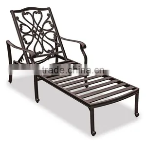 Rustproof Heavyweight Cast Aluminum Sun Lounger Outdoor Chaise Lounge With Arms thumbnail-1