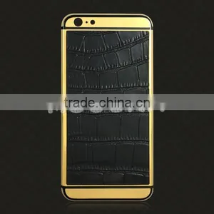 Luxury Crocodile Leather Real 24k Gold Housing, Gold Plated Housing for IPhone 6S 6Plus thumbnail-1