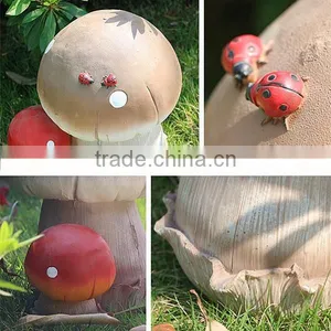 Artificial Ladybug Fairy Mushroom Statue for Garden Decor thumbnail-3