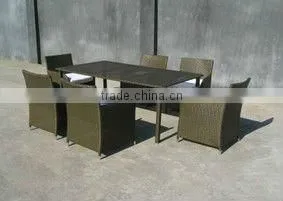 Rattan Dining Set for Six People Patio Sectional thumbnail-1