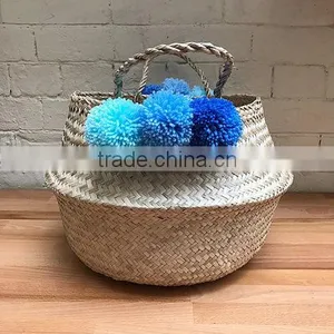 Small Pompom Seagrass Belly Basket thumbnail-3
