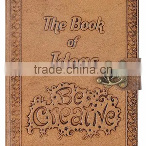 Handmade Vintage Embossed Book of Ideas Leather Diary thumbnail-1
