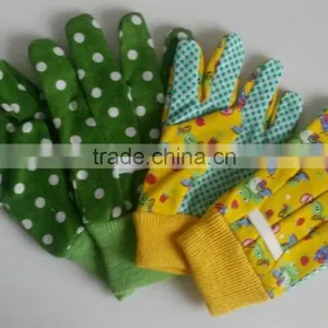 Kids Cotton Gardning Gloves With Mini PVC Dots Palm thumbnail-2