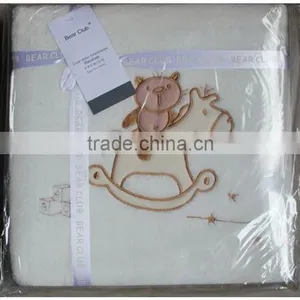 Coral Velour Embroidered Blanket thumbnail-1