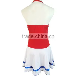 Wholesale Custom Team Name And Logo Sublimation Cheer Uniforms, Women's Adult Cheerleading Uniform Dress With Sexy Halter Design thumbnail-3
