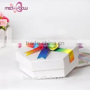 China Pre-made Satin Rainbow Gift Box Wrapping Ribbon Bow thumbnail-3