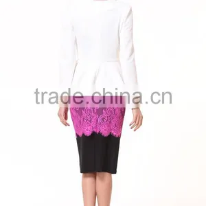 New Design Lady Solid Color Long Sleeve Peplum Blazer for Women thumbnail-3