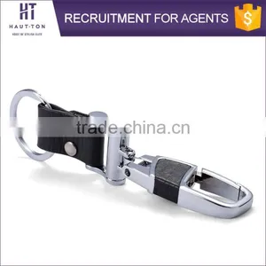 Top Selling Fashion Luxury Alloy Car Black Genuine Top Cow Leather Keychains High Quality Popular Silver Ring Gift Key Chain thumbnail-5