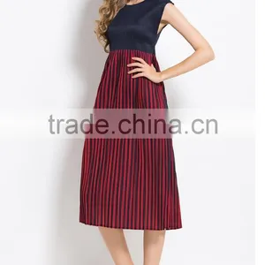 Summer Colors Splicing Sleeveless Wrinkled Dress for Women thumbnail-2