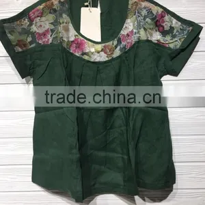 GZY Stock Short Sleeve Goog Quality Cotton Blouse Neck Design thumbnail-3