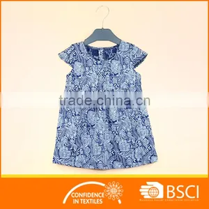 2017 Nice Elegant Blue Floral Girl Baby Jacquard Dress thumbnail-2