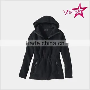 Fleece Black Hooded Jacket Women's Fleece Hoodie Wholesale Sweatshirt thumbnail-1
