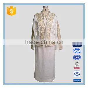 Modern Suits for Women 3 Pieces Skirt Set With Gold Heavy Embroidery Church Suit Busniess Suit thumbnail-1