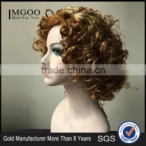 European Golden Hair Women Short Blonde Wigs Afro Kinky Synthetic Hair Lace Front Party Wig thumbnail-1