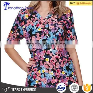 2016 Fashion Printed Hawaii Design Hospital Scrubs Uniforms thumbnail-1