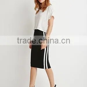 Ms 100% Cotton Stripe Pencil Bust Skirt in Baseball thumbnail-2