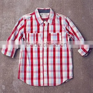 Boys Spring Long Sleeve Clothing Red And White Plaid Shirt thumbnail-2