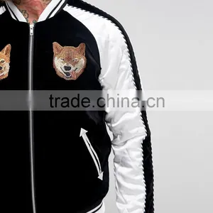 2017 Newest Arrival Black Customized Colors Size Material Men Plain Baseball Jacket thumbnail-4