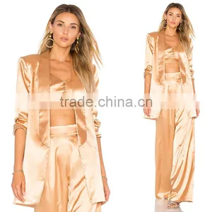 BF Style Career Women Fashion Blazer Long Sleeve Unlined Satin Jacket thumbnail-6