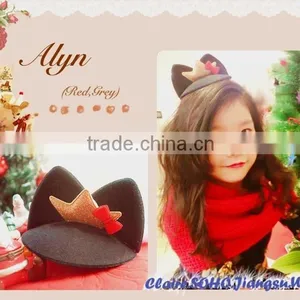 Wholesale RED CAT EAR MINI TOP HAT WITH GOLD CROWN thumbnail-2