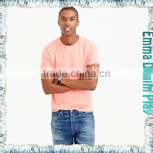Apparel Factory Mens Dyeing Solid Color Round Neck Pink T Shirts thumbnail-1