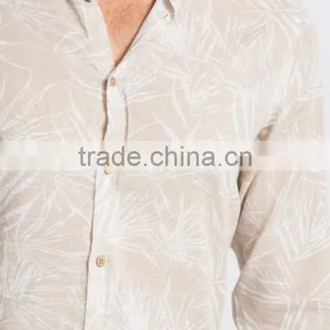 Beige Super Skinny Long Sleeve Men Casual Shirt thumbnail-4
