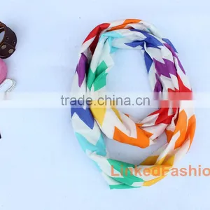 Ready To Ship Rainbow Multi Colored Color Chevron Zig Zag Jersey Knit Fashion Infinity Scarf Circle Loop thumbnail-1
