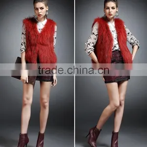 YR725 New Arrival Raccoon Fur Vest Women/Winter Knit Fur Vest Spring Style thumbnail-1
