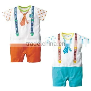 Summer New Design Five-pointed Star Short Sleeve Baby Romper With Necktie thumbnail-1