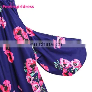 Wholesale Elegant Soft Printing Office Plus Size Long Sleeve Women Long Dress thumbnail-5