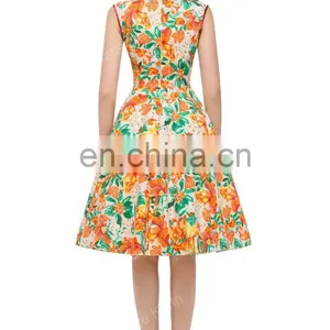 Grace Karin Vintage Flower Pattern Sleeveless Knee Length V-Neck Cotton A-Line 1950s Retro Vintage Dress CL007600-4 thumbnail-3
