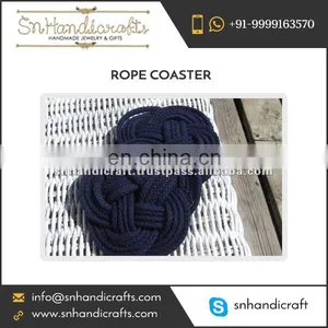 Handmade Navy Blue Colored Rope Coaster Easy to Use Vintage Design thumbnail-1