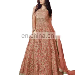 Wedding Party Wear Net Anarkali Style Lehenga Suits 2017 (Semi-Stitched) thumbnail-1