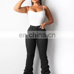 LAITE TR2009 Women Customized Casual Jeans Ladies Customized Skinny Pleated Jeans thumbnail-3