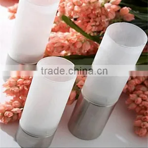 White Frosted LED Cylinder Laterns Wedding Glass Candelabra thumbnail-2