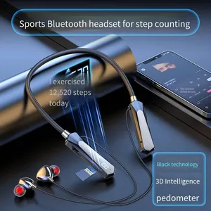 New Generation Gym - 60 Neck - Hanging Sports Pedometer Bluetooth Earphones, Made of Metal Material, With Card - Slot and Lossless Sound Quality. thumbnail-1