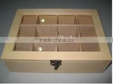 New Design Luxury Natural Color Finished Wooden Tea Box With 12 Compartments thumbnail-1