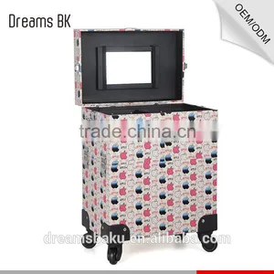 Professional Salon Beauty Box Pvc Cosmetic Makeup Kits Case With Rolling Wheels thumbnail-6
