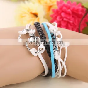 Women's and Men's Love Woven Leather Bracelet Best Friendship Jewelry thumbnail-3