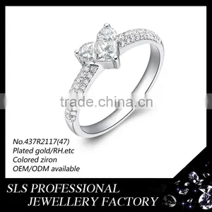 Prong Setting Heart Shape Silver Diamond Wedding Ring Fashion Ring With Big Stone thumbnail-6