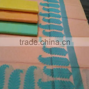 Fancy Plain Saree With Border and Pallu thumbnail-1