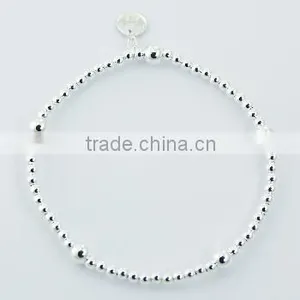 Polished Sterling Silver Spheres Stretch Bracelet thumbnail-1