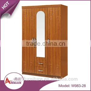 Foshan Wholesale Latest Mdf Bedroom Almirah Designs Modern Cheap Wooden Three Door Wardrobe thumbnail-3