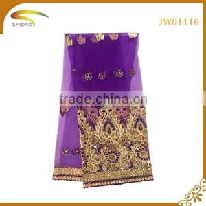 Wholesale High Quality Nigerian Decorative Embroidery 3D Patterned Silk Fabric for Bridal Dress thumbnail-1