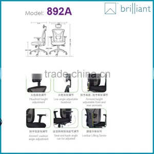 892A High Back Ergonomic Executive Chair With Headrest in Mesh Quality Choice thumbnail-5