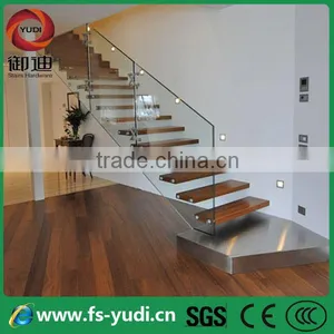 Modern Straight Glass Wood Stairs for Indoor Attic Design thumbnail-1