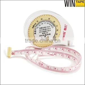 White Novelty Retractable LOGO Brand Printing Body Calcul BMI Fiber Glass Measure Tape thumbnail-2