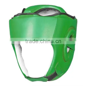 Real Cowhide Leather Green Boxing Head Guard JEI-3526 N thumbnail-1